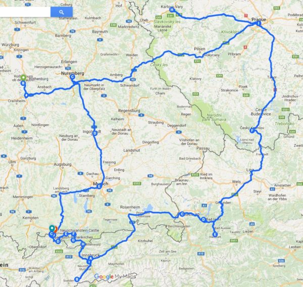 Europe Driving Route